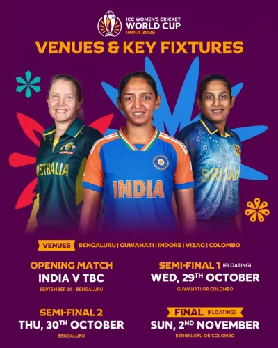 icc womens world cup 2025 venues and key fixtures 