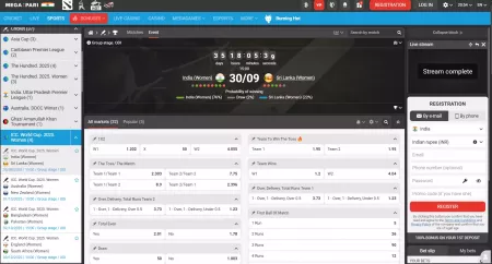 megapari icc womens cricket world cup 2025 market options